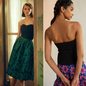 Anthropologie Porridge Bustier Top Size Medium in Black NWOT $78